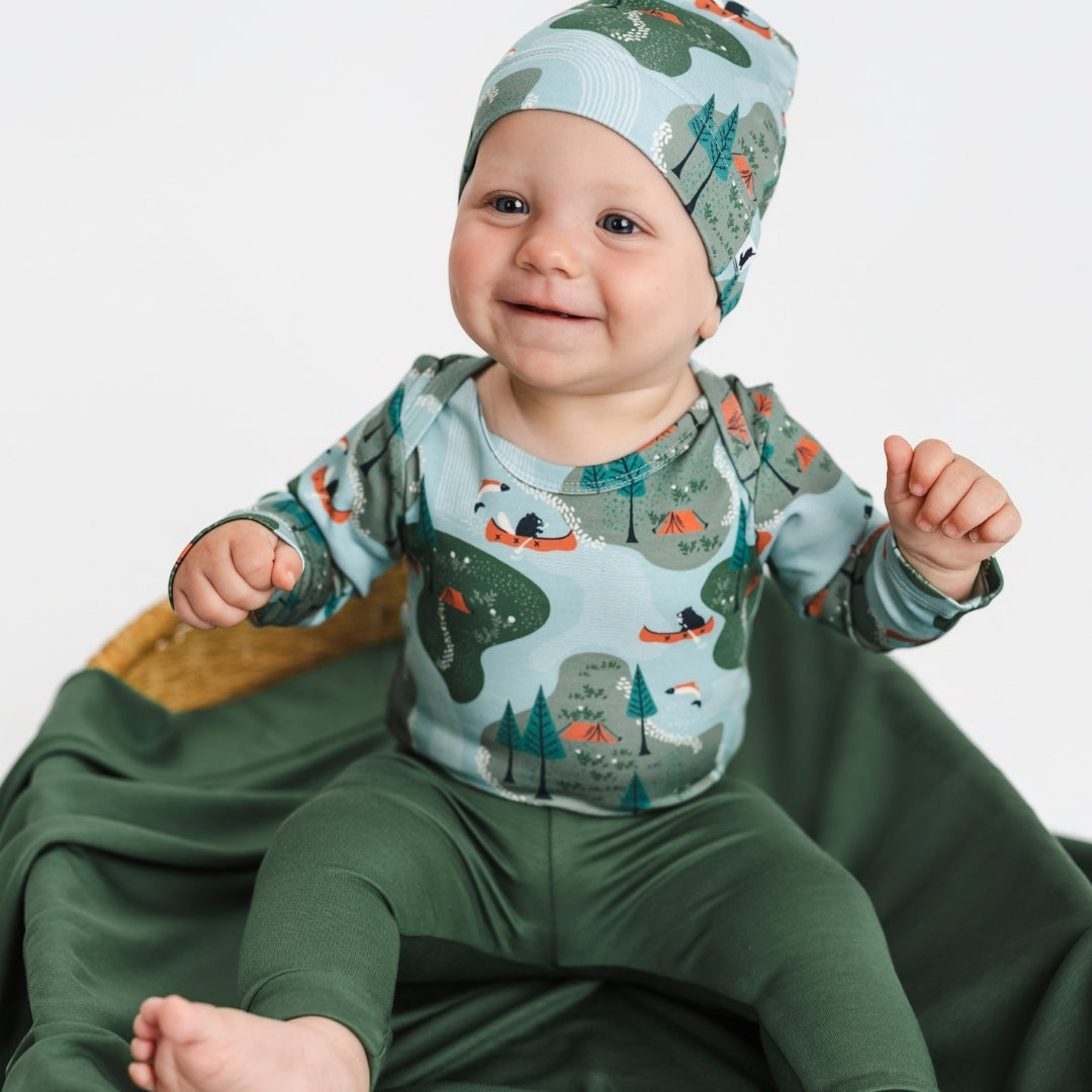 Baby Long-Sleeve Bamboo Onesie | Camping