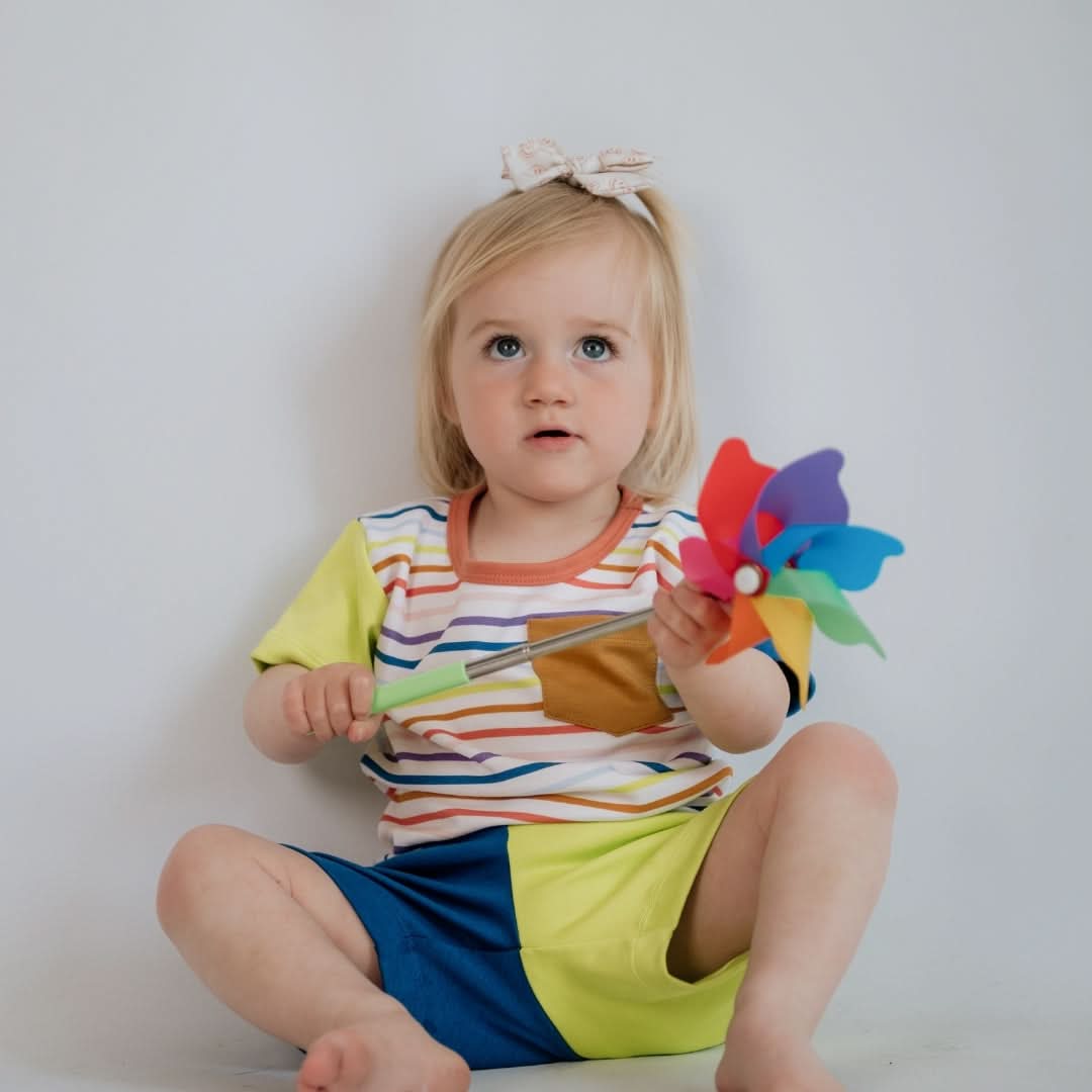 Baby/Kids' Bamboo Pocket T-Shirt | Berry Stripe