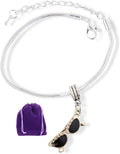 Sunglasses Black Lens on Gold Frame Snake Chain Charm Bracelet