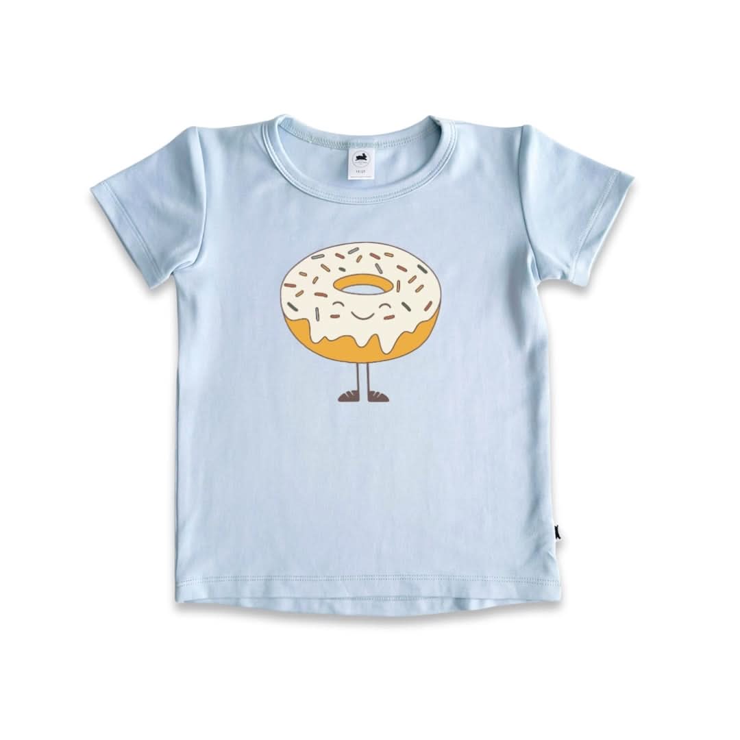Baby/Kids Graphic Bamboo T-Shirt | Vanila Donut On Powder Blue-0