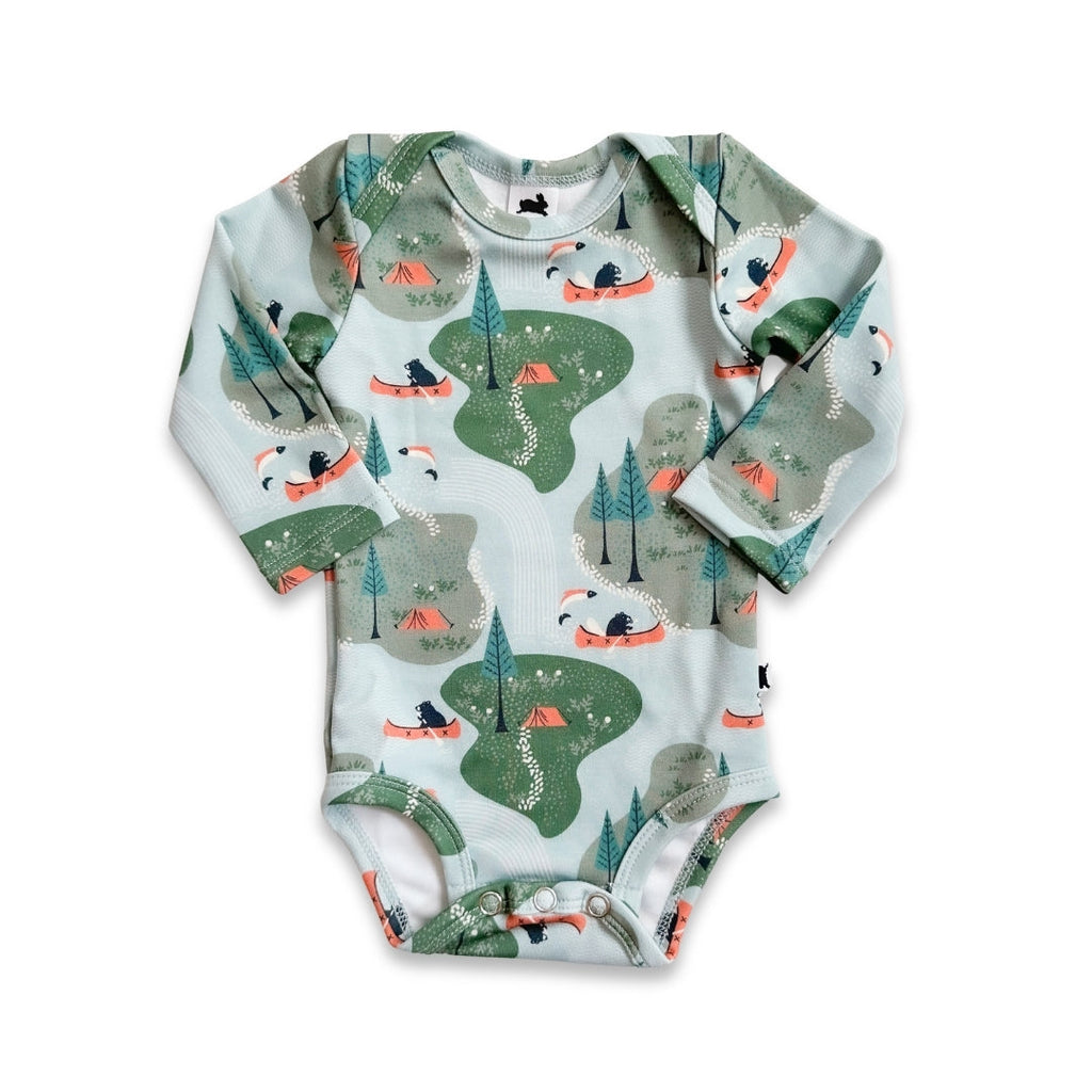 Baby Long-Sleeve Bamboo Onesie | Camping