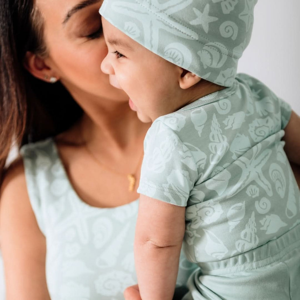 Bamboo Baby Short-Sleeved Onesie | Tidal Blue-2