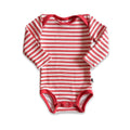 Baby Long-Sleeve Bamboo Onesie | Berry Stripe