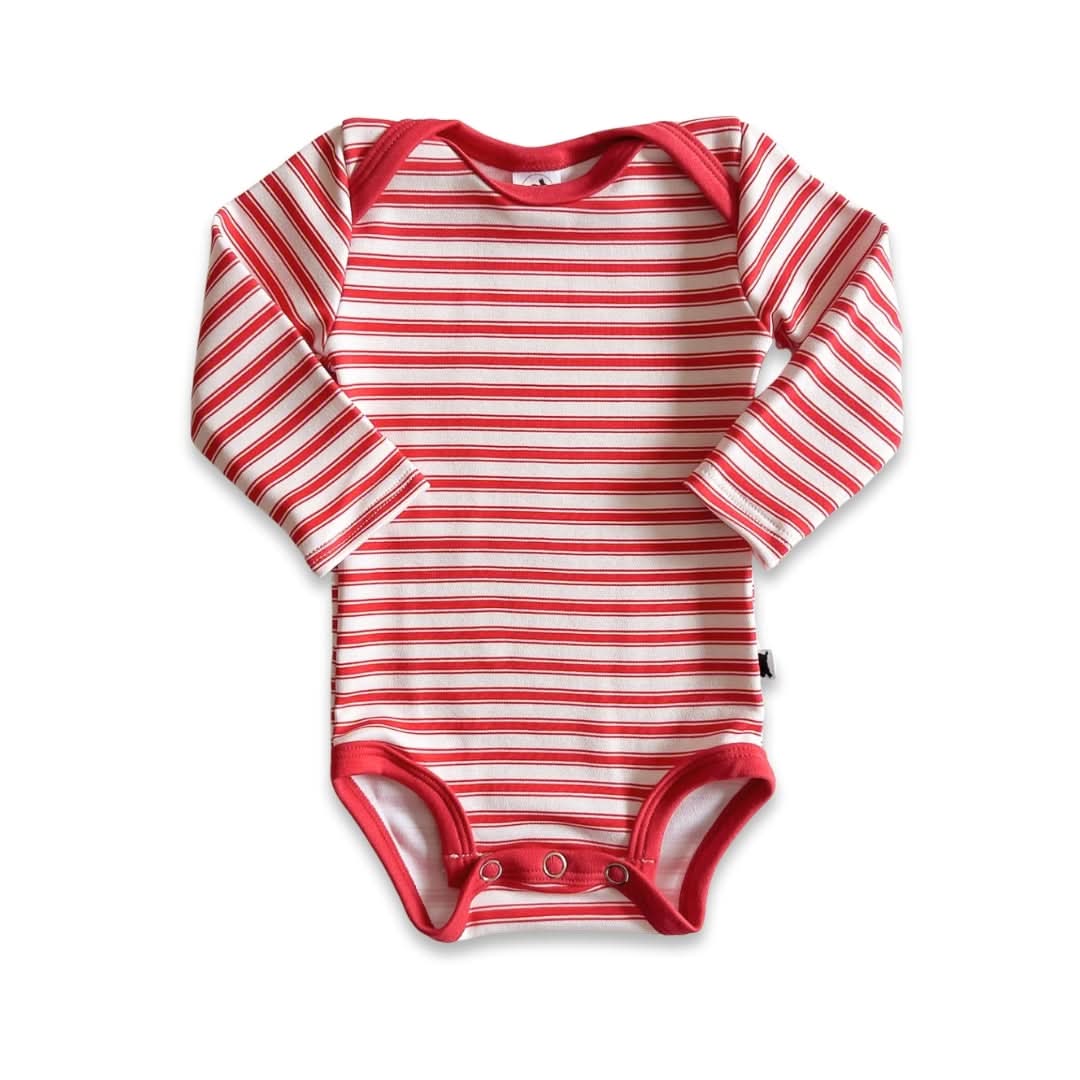 Baby Long-Sleeve Bamboo Onesie | Berry Stripe