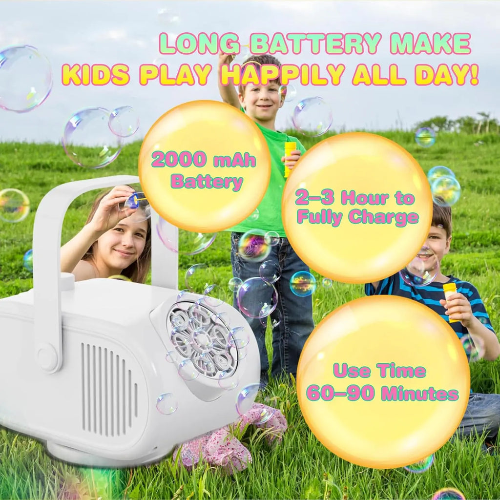 Bubble Machine Automatic Bubble Blower for Kids Outdoor Fun