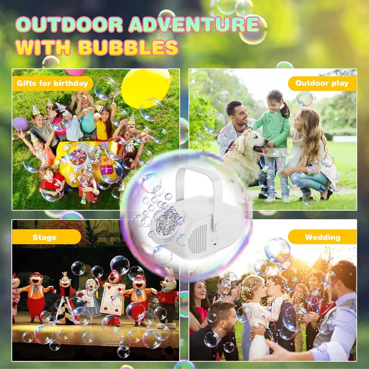 Bubble Machine Automatic Bubble Blower for Kids Outdoor Fun