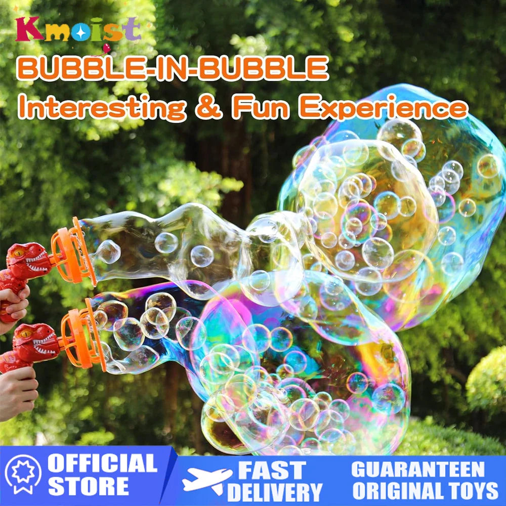Dinosaur Bubble Gun Toy - 2 In 1 Electric Bubbles For Kids