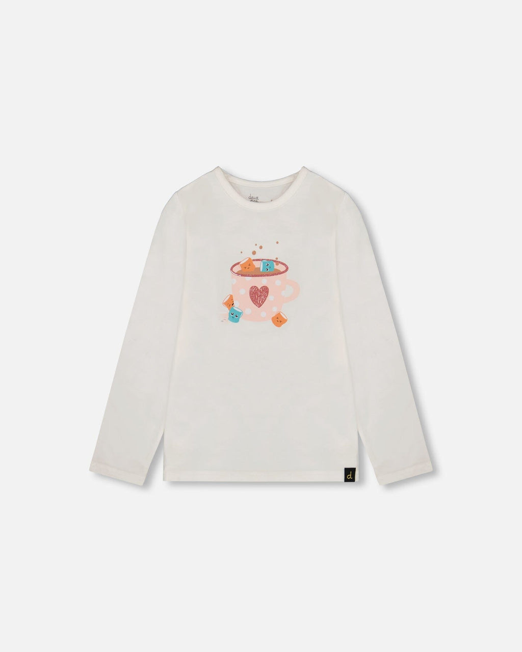 Organic Cotton Long Sleeve T-Shirt Off-White With Hot Chocolate
