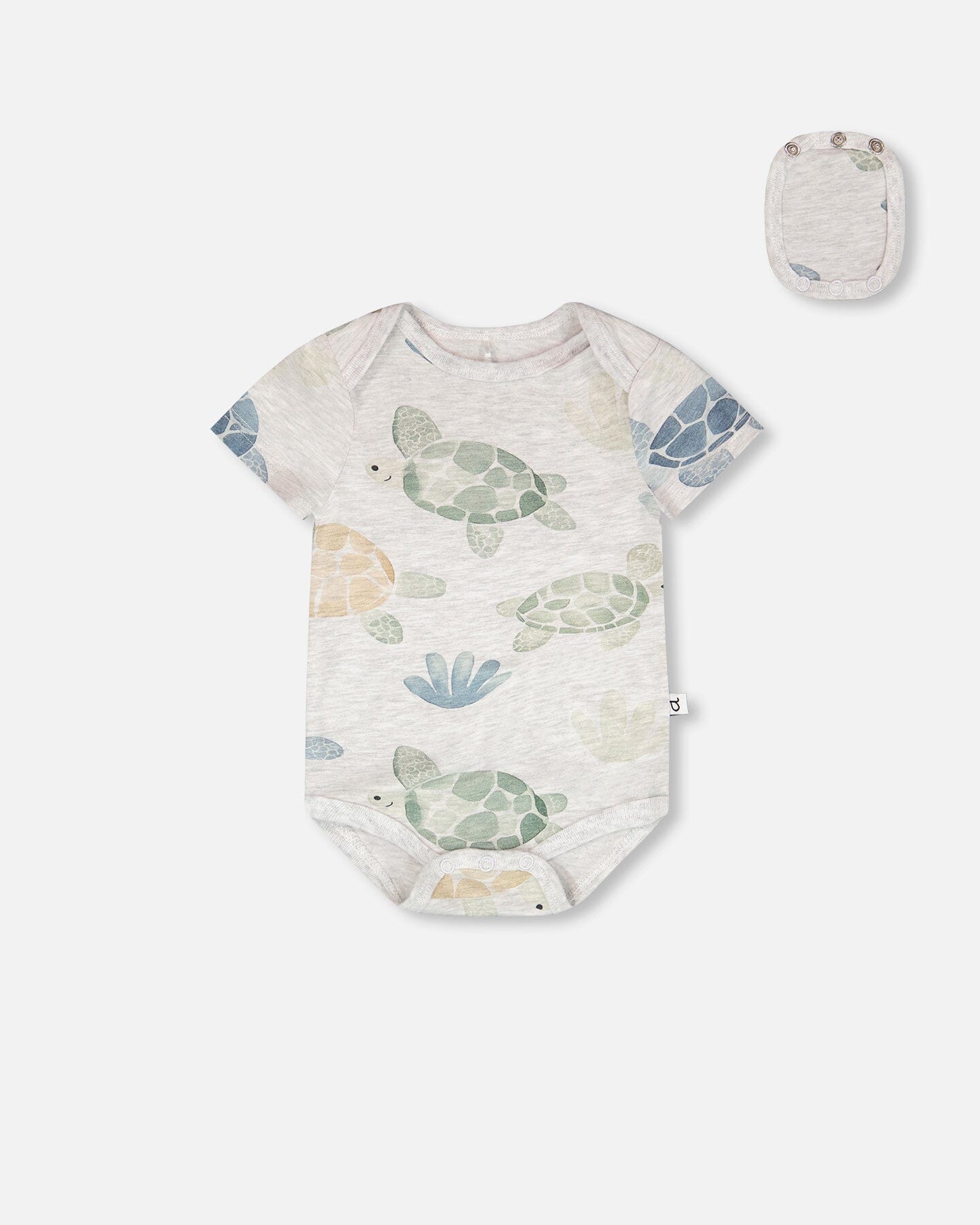 3 Pack Evolutive Organic Cotton Jersey Onesies Grey Mix Turtle Print