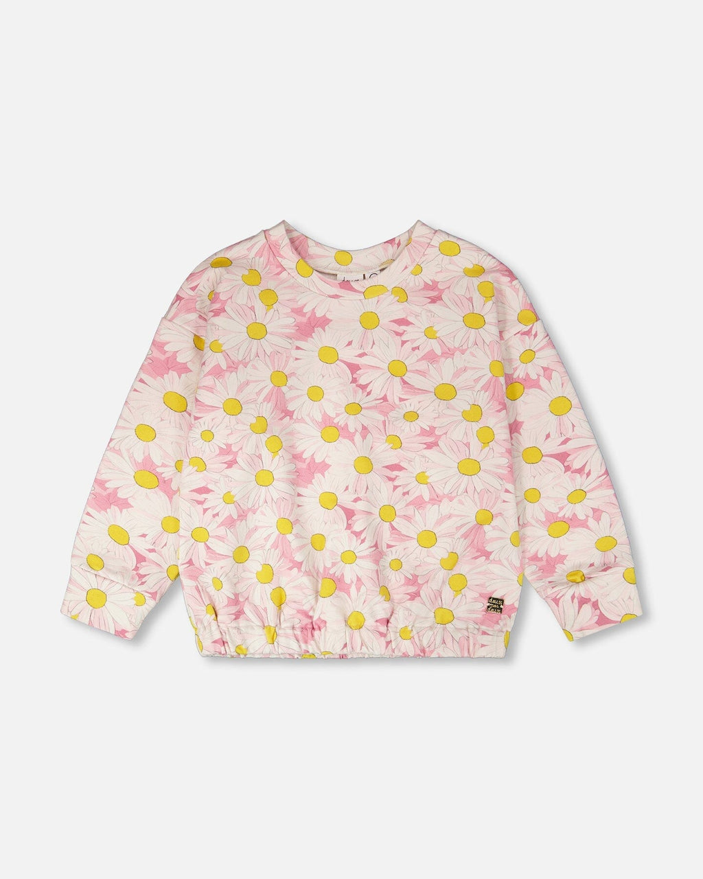 French Terry Sweatshirt Pink Printed Daisies