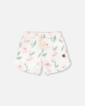 French Terry Shorts Off White Printed Flowers