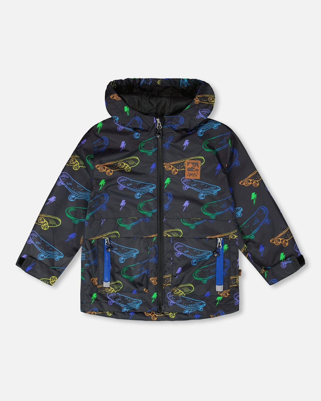 Mid-Season Jacket Black Printed Skateboards