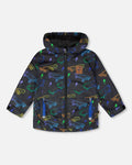 Mid-Season Jacket Black Printed Skateboards
