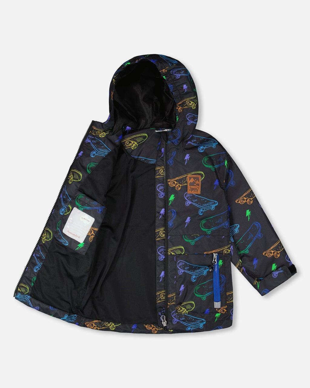 Mid-Season Jacket Black Printed Skateboards
