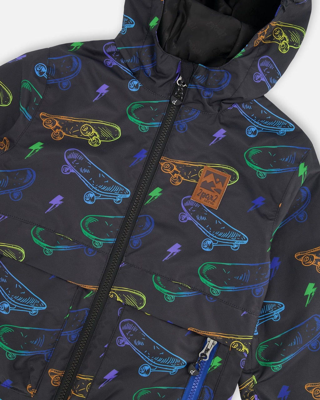 Mid-Season Jacket Black Printed Skateboards