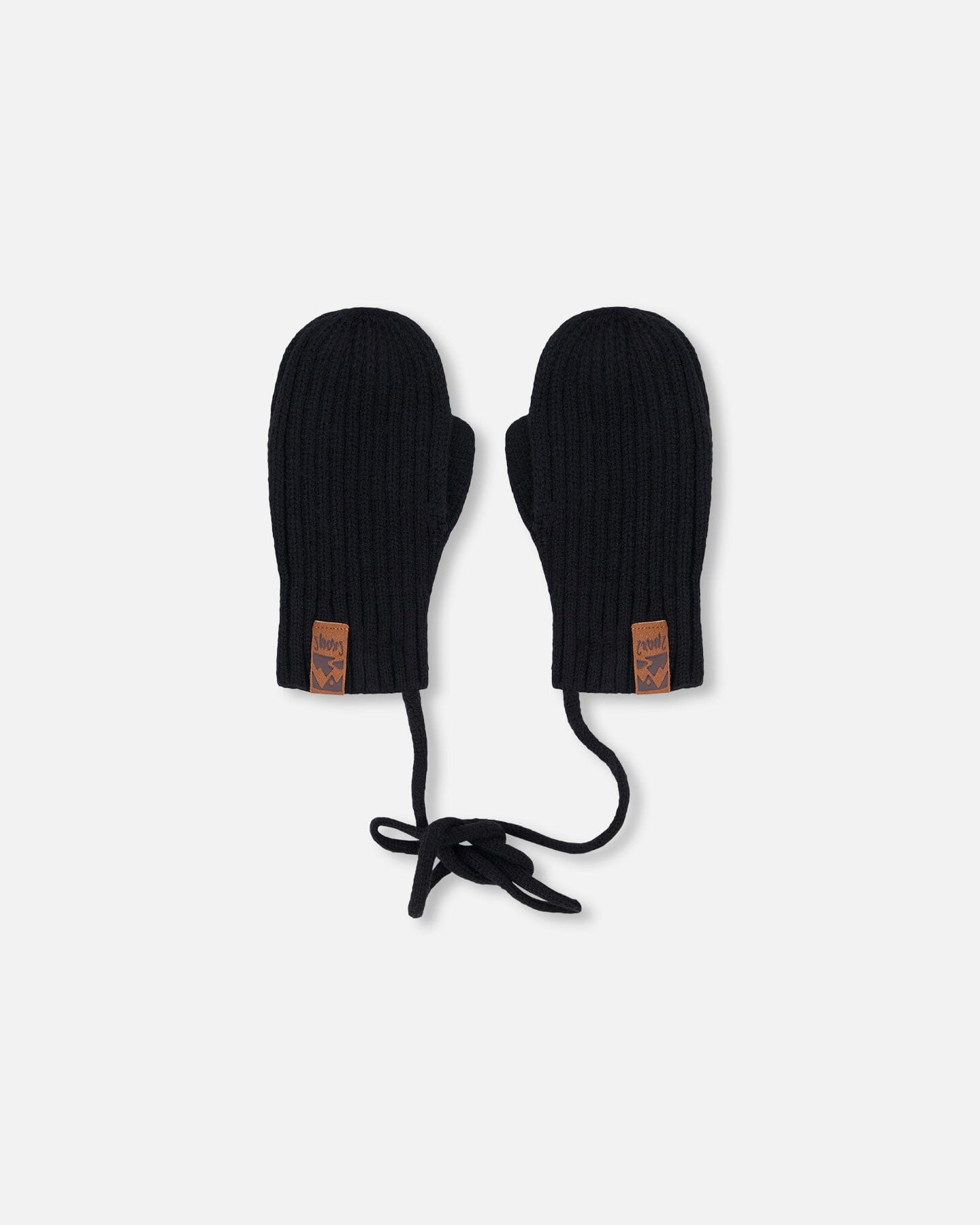 Baby Knit Mittens With Cord Black
