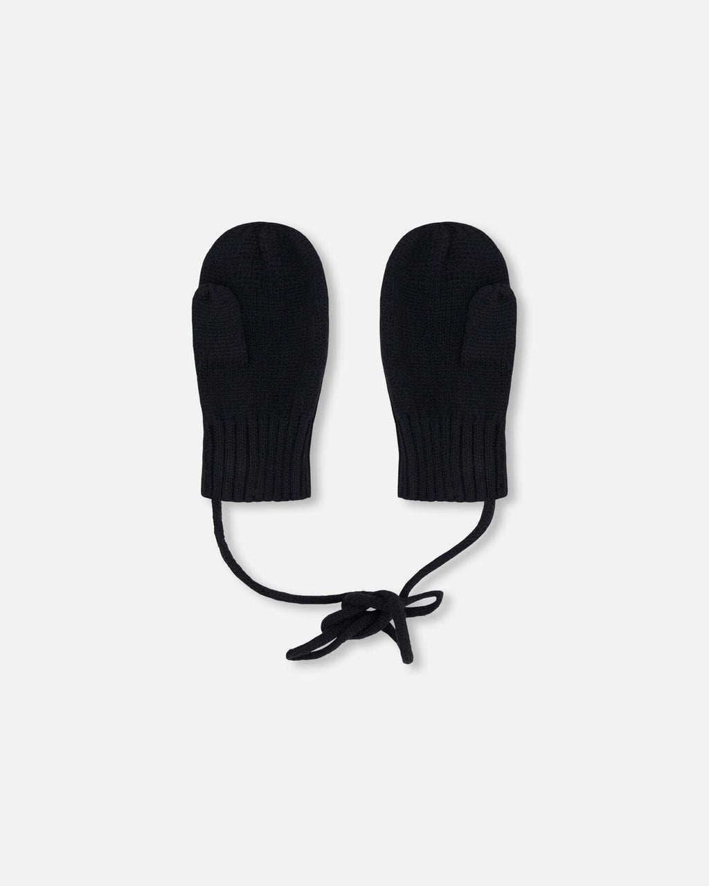 Baby Knit Mittens With Cord Black