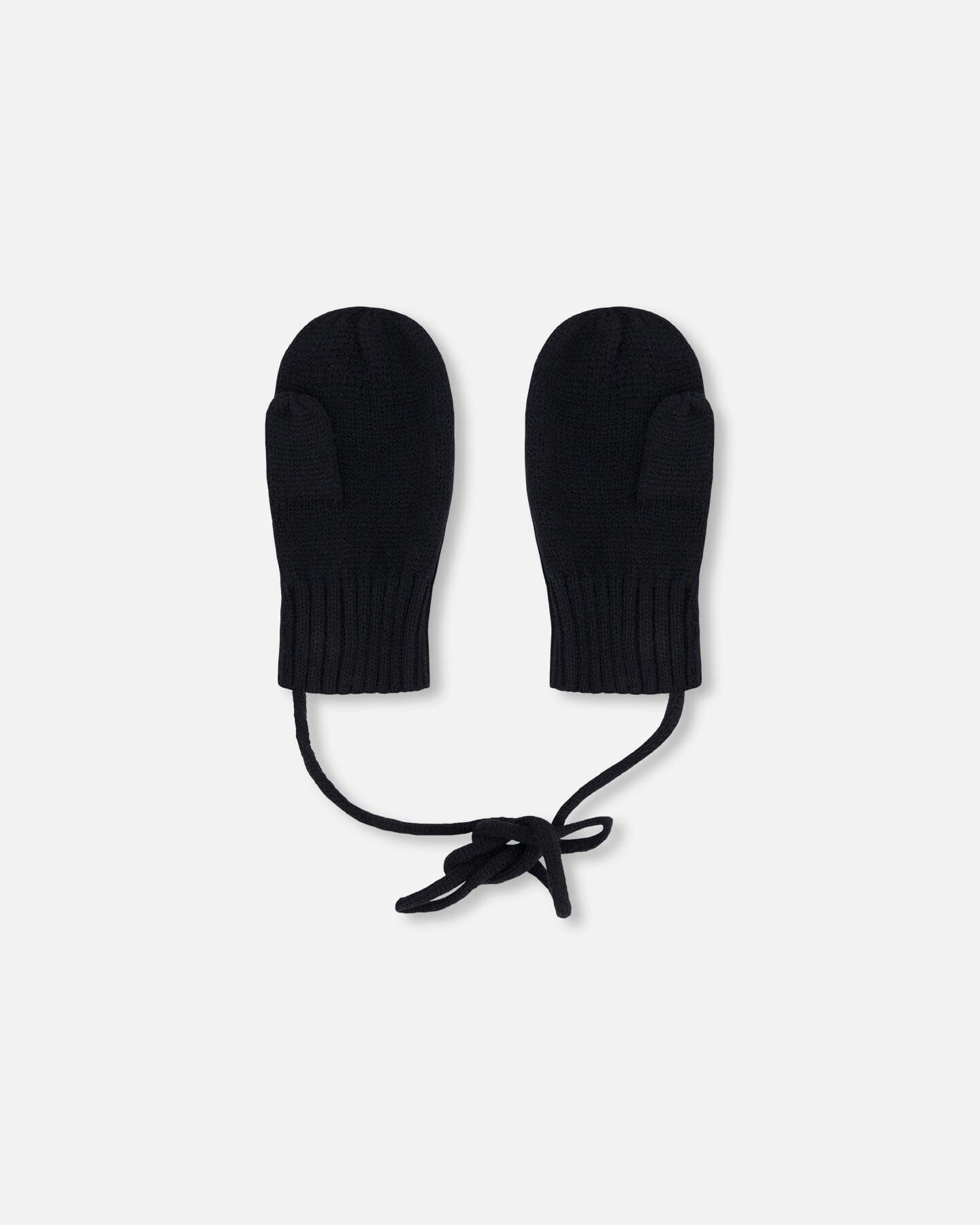 Baby Knit Mittens With Cord Black