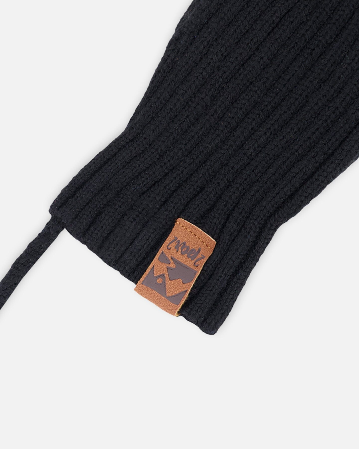 Baby Knit Mittens With Cord Black