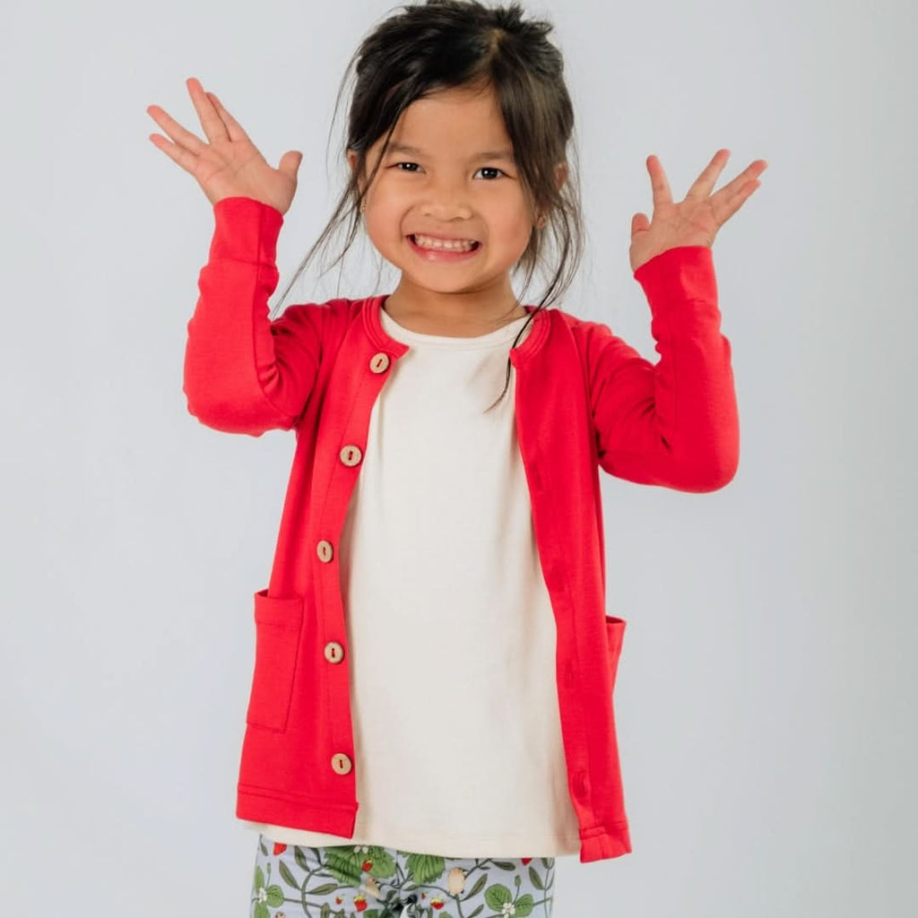 Kids' Bamboo Cardigan | Berry-1