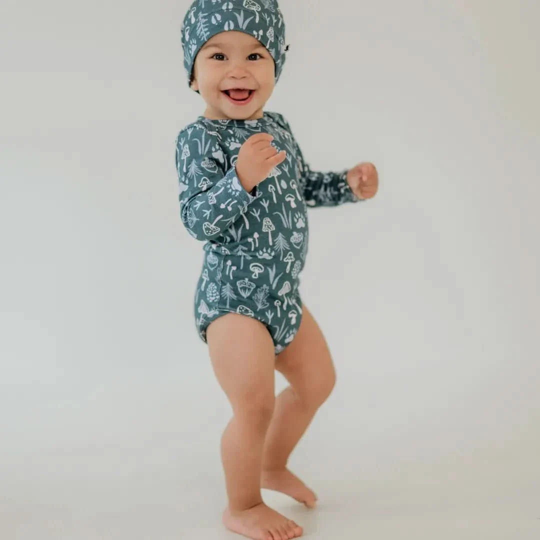 Baby Long-Sleeve Bamboo Onesie | Berry Stripe
