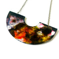 Abstract Alcohol Ink Jewelry Set in Black, White Yellow Orange, Fluid Art Jewelry