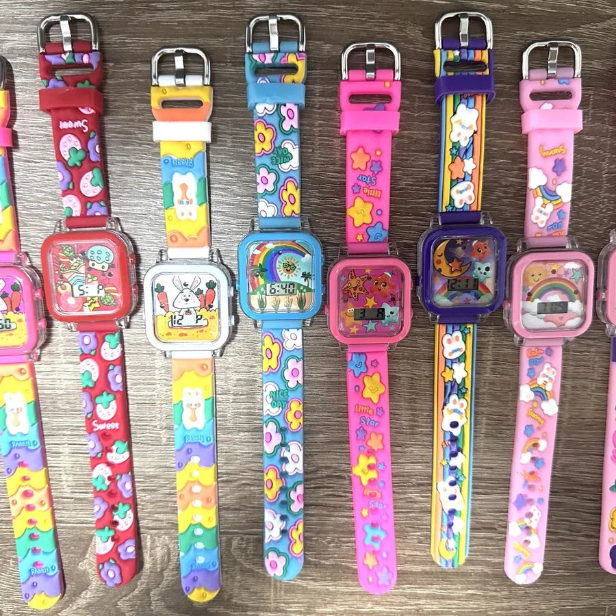 KT Cat Light Music Children's Cartoon Electronic Watch Kids Baby Boys Girls 4-12 Toys