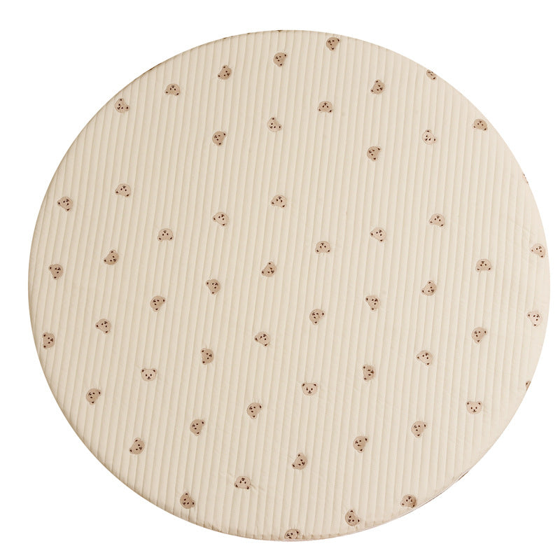 Bear Stitched Floor Mat, Embroidered, Round Shape, Detachable And Washable Baby Crawling Mat