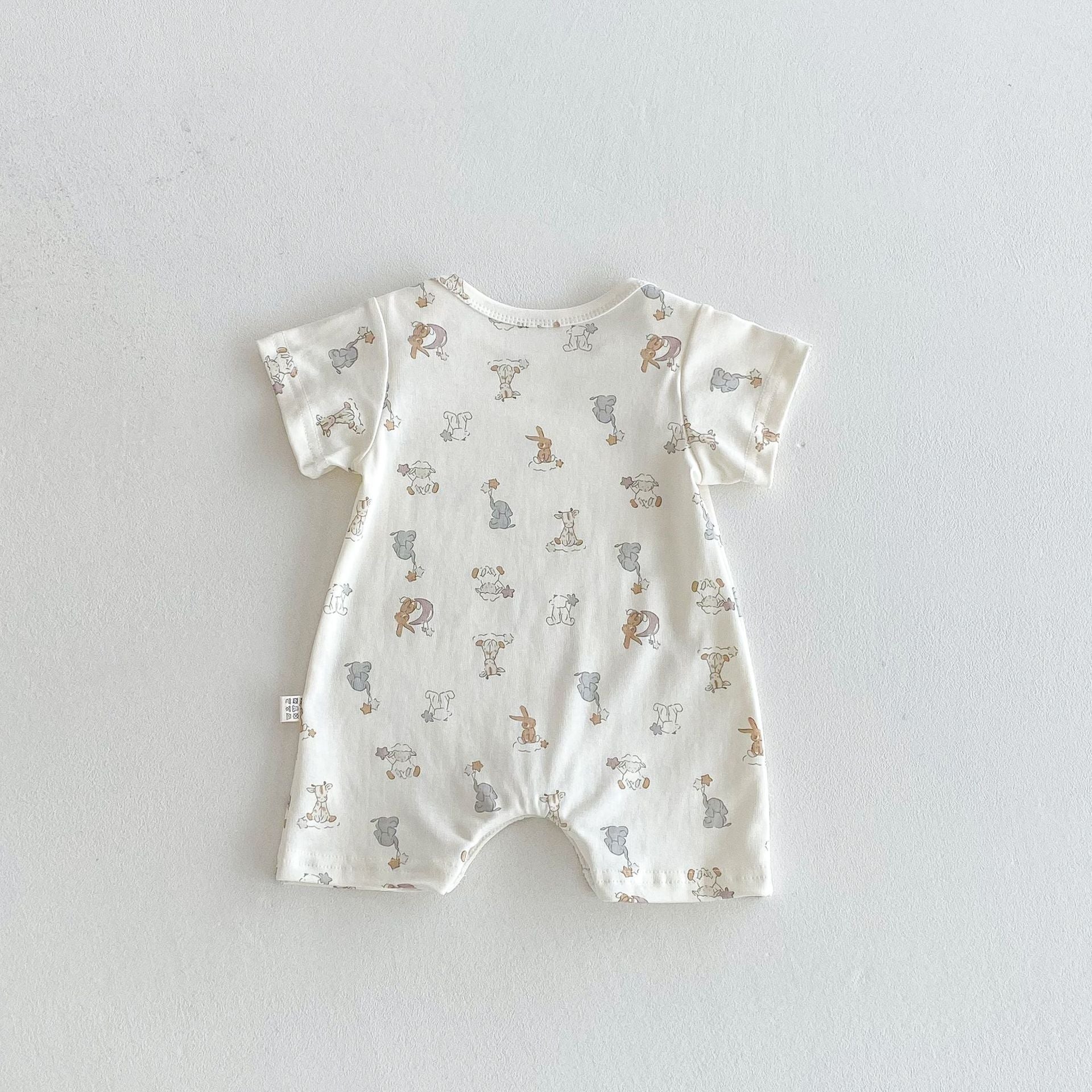 Summer Arrival Baby Unisex Animals Cartoon Pattern Short Sleeves Rompers