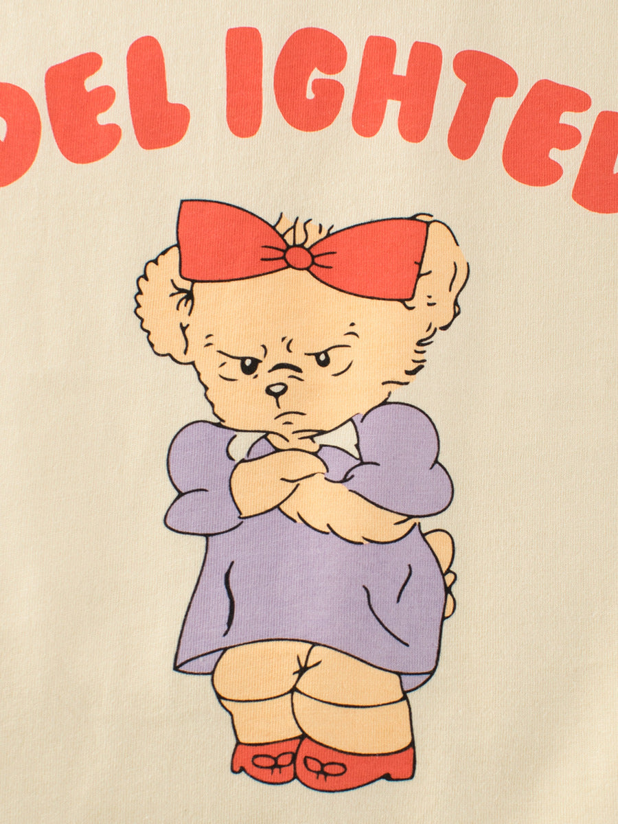 Angry Bear Printing Girls’ Patchwork T-Shirt For Summer