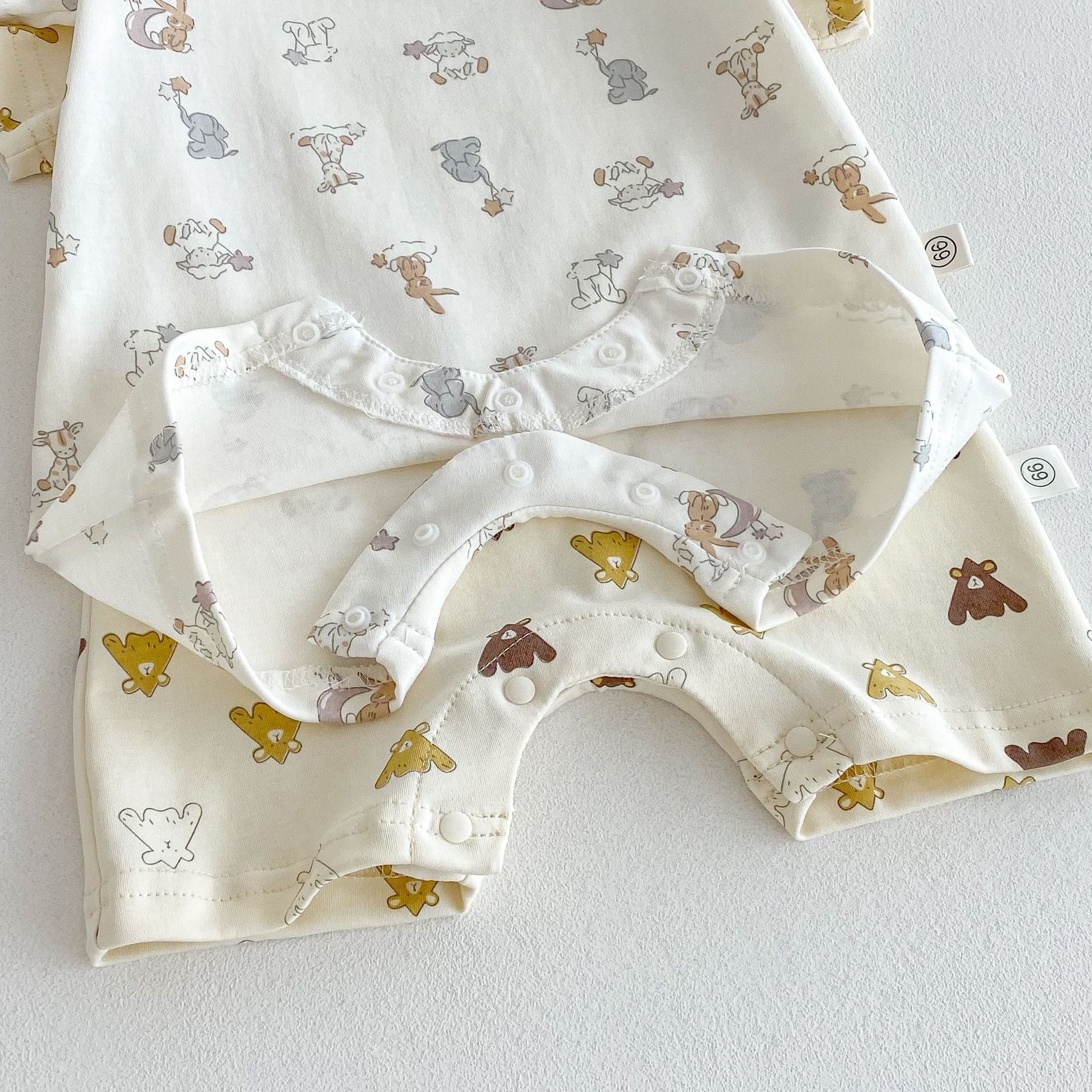 Summer Arrival Baby Unisex Animals Cartoon Pattern Short Sleeves Rompers