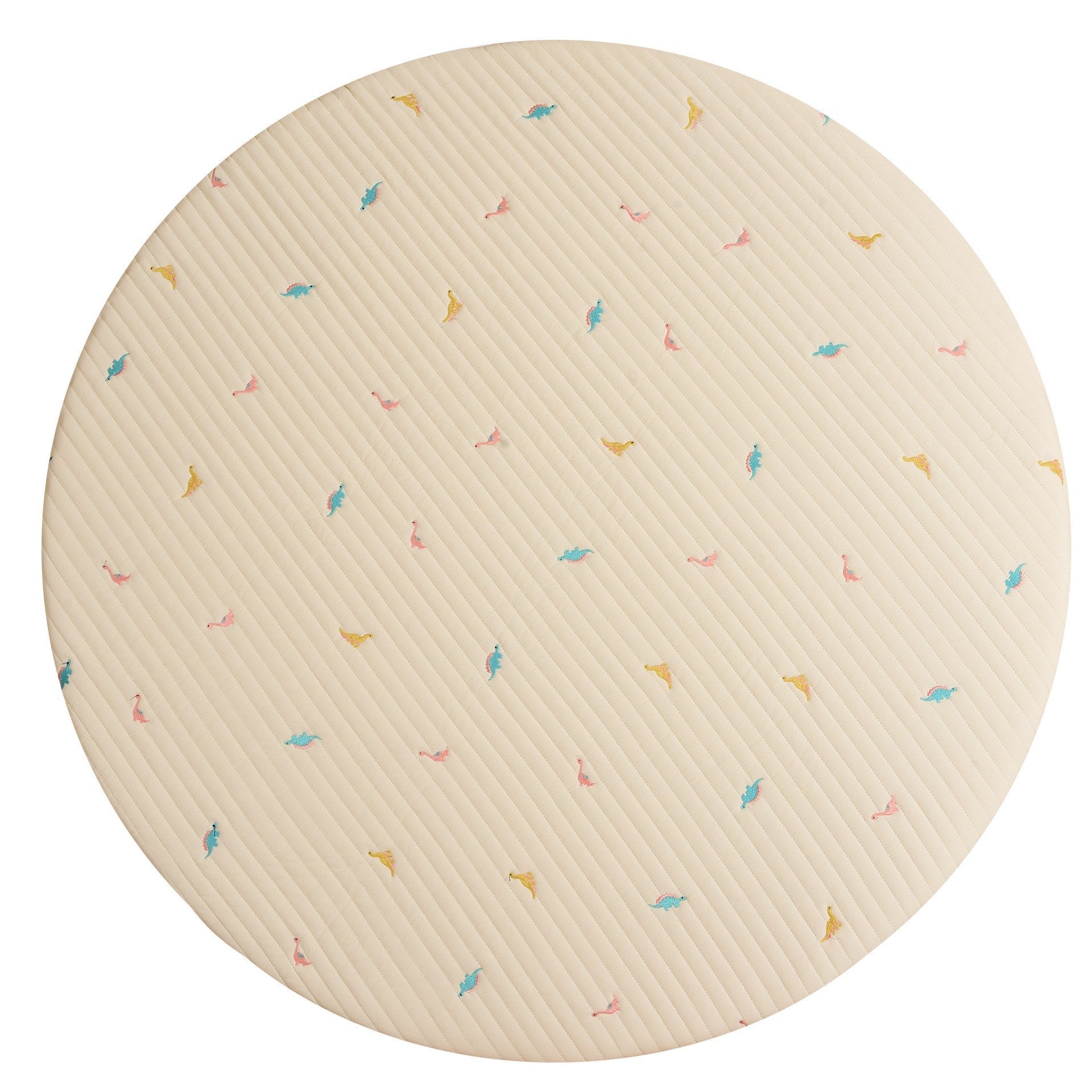 Bear Stitched Floor Mat, Embroidered, Round Shape, Detachable And Washable Baby Crawling Mat