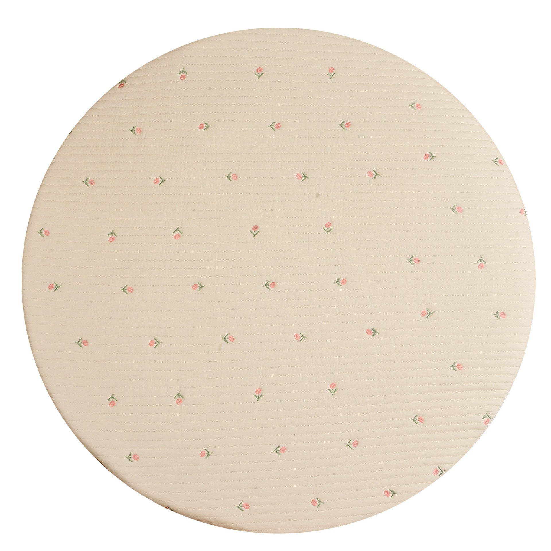 Bear Stitched Floor Mat, Embroidered, Round Shape, Detachable And Washable Baby Crawling Mat