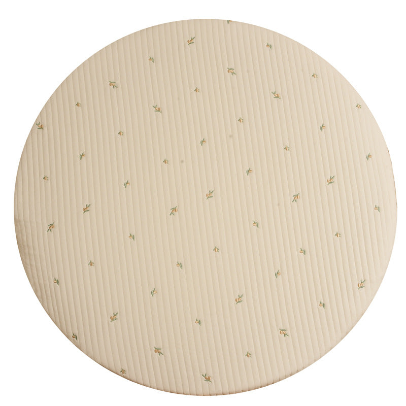 Bear Stitched Floor Mat, Embroidered, Round Shape, Detachable And Washable Baby Crawling Mat